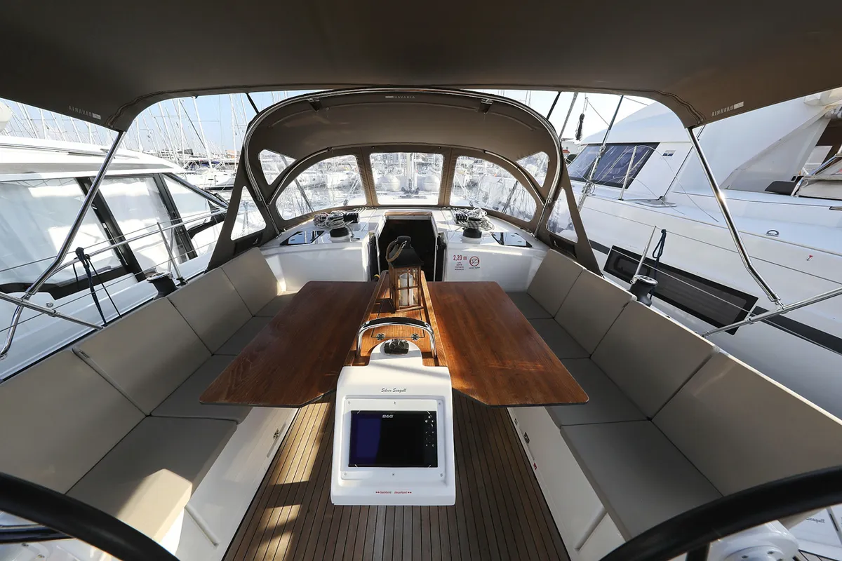 Cockpit of Silver Seagull, a Bavaria C42 Style sailboat at Grad Biograd na Moru, Croatia
