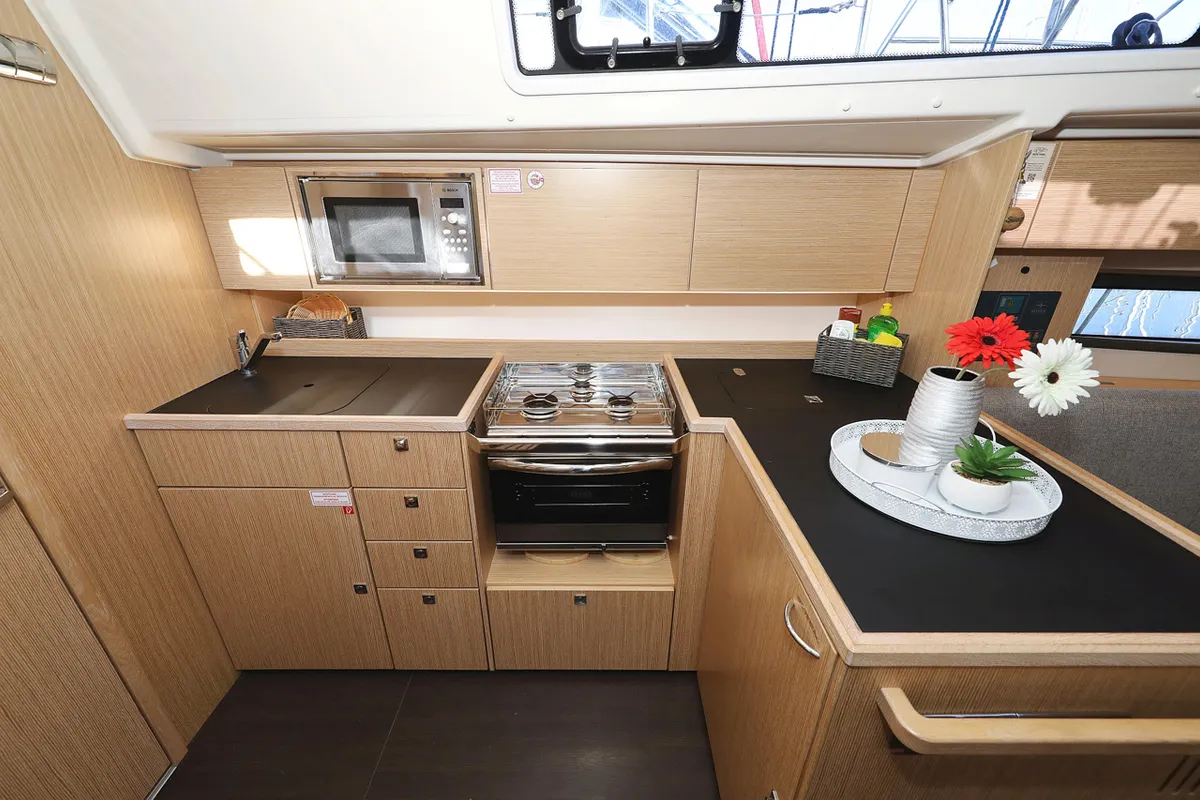 Galley of Silver Seagull, a Bavaria C42 Style sailboat at Grad Biograd na Moru, Croatia