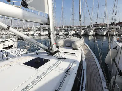 Deck of Silver Seagull, a Bavaria C42 Style sailboat at Grad Biograd na Moru, Croatia
