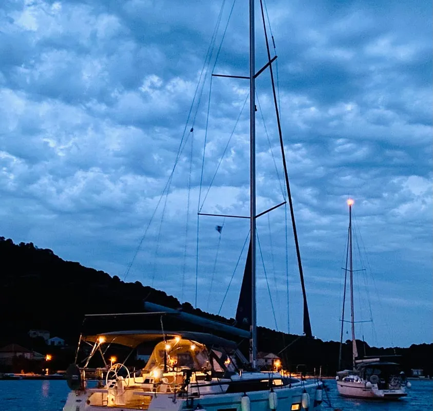Exterior view of Silver Seagull, a Bavaria C42 Style sailboat at Grad Biograd na Moru, Croatia