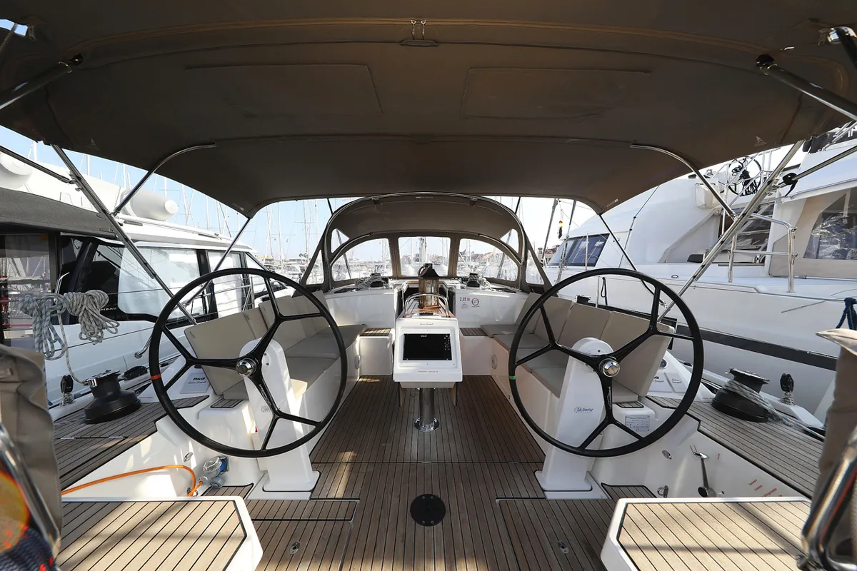 Cockpit of Silver Seagull, a Bavaria C42 Style sailboat at Grad Biograd na Moru, Croatia