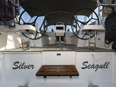 Cockpit of Silver Seagull, a Bavaria C42 Style sailboat at Grad Biograd na Moru, Croatia