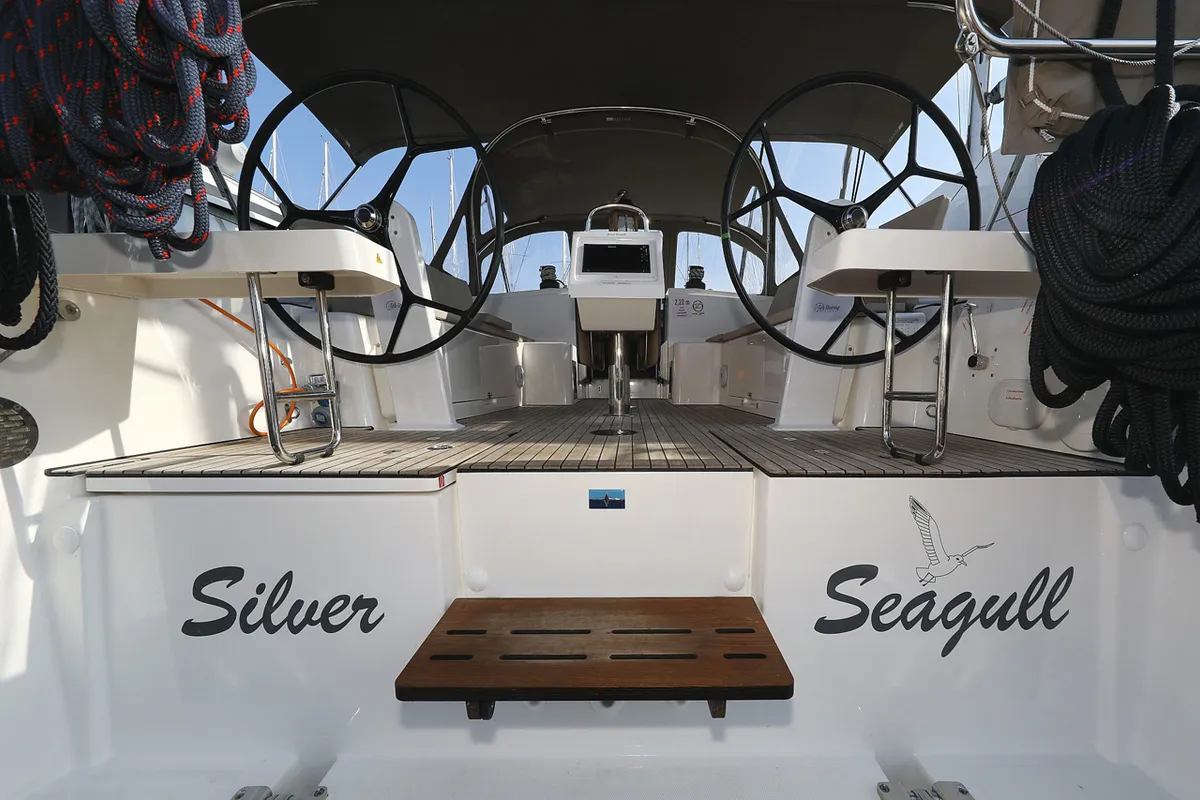 Cockpit of Silver Seagull, a Bavaria C42 Style sailboat at Grad Biograd na Moru, Croatia
