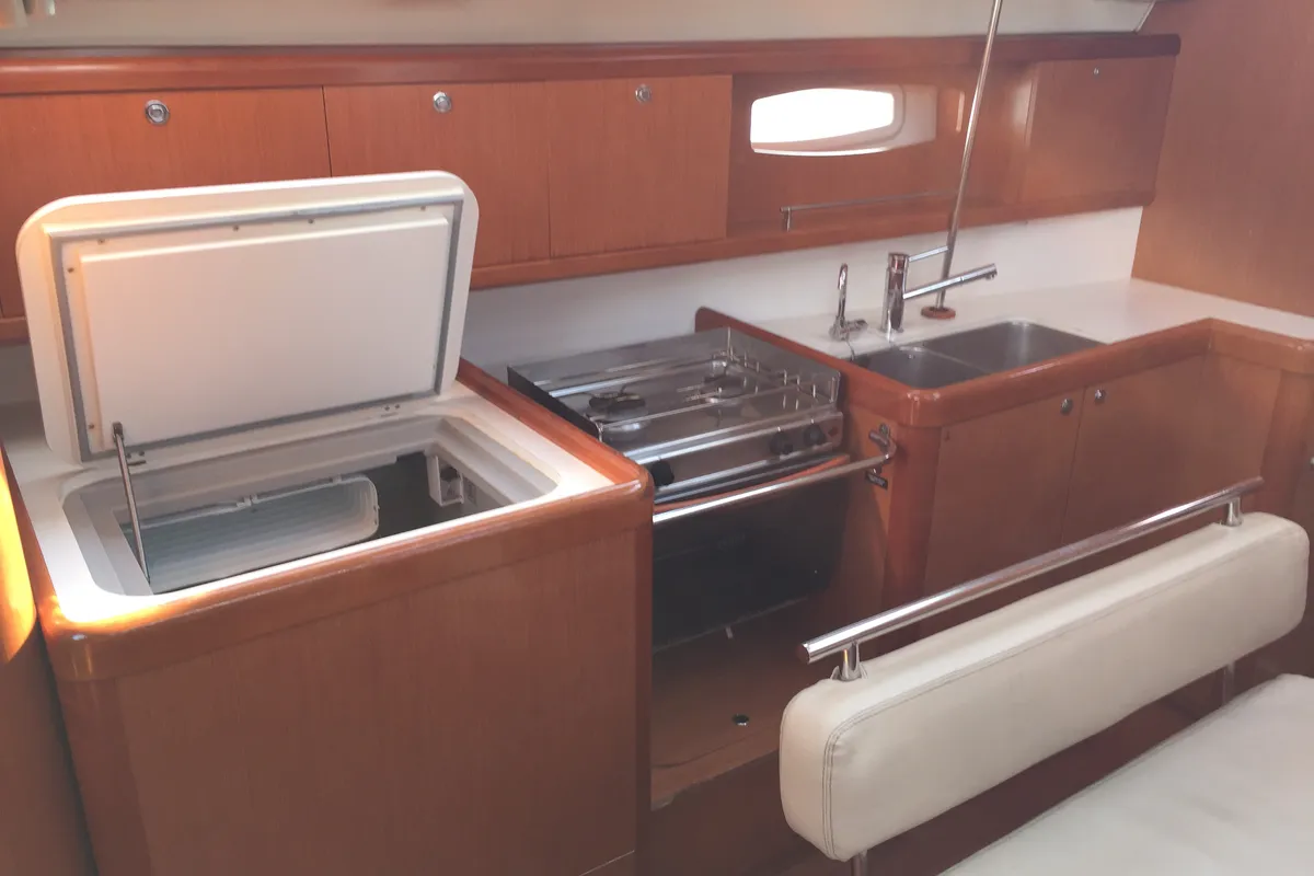 Galley of Little Mermaid, a Beneteau Oceanis 43 sailboat at Olbia, Italy