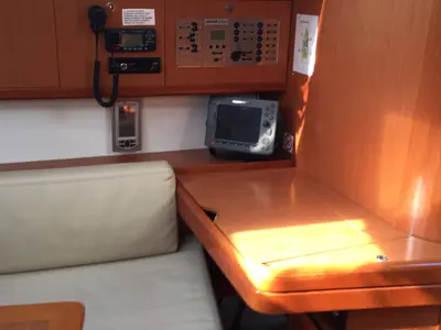 Salon of Little Mermaid, a Beneteau Oceanis 43 sailboat at Olbia, Italy