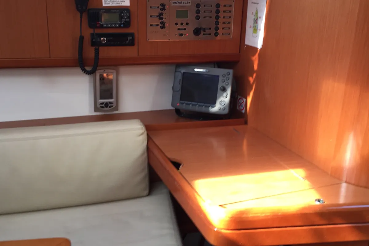 Salon of Little Mermaid, a Beneteau Oceanis 43 sailboat at Olbia, Italy