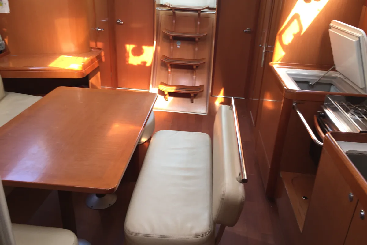 Salon of Little Mermaid, a Beneteau Oceanis 43 sailboat at Olbia, Italy