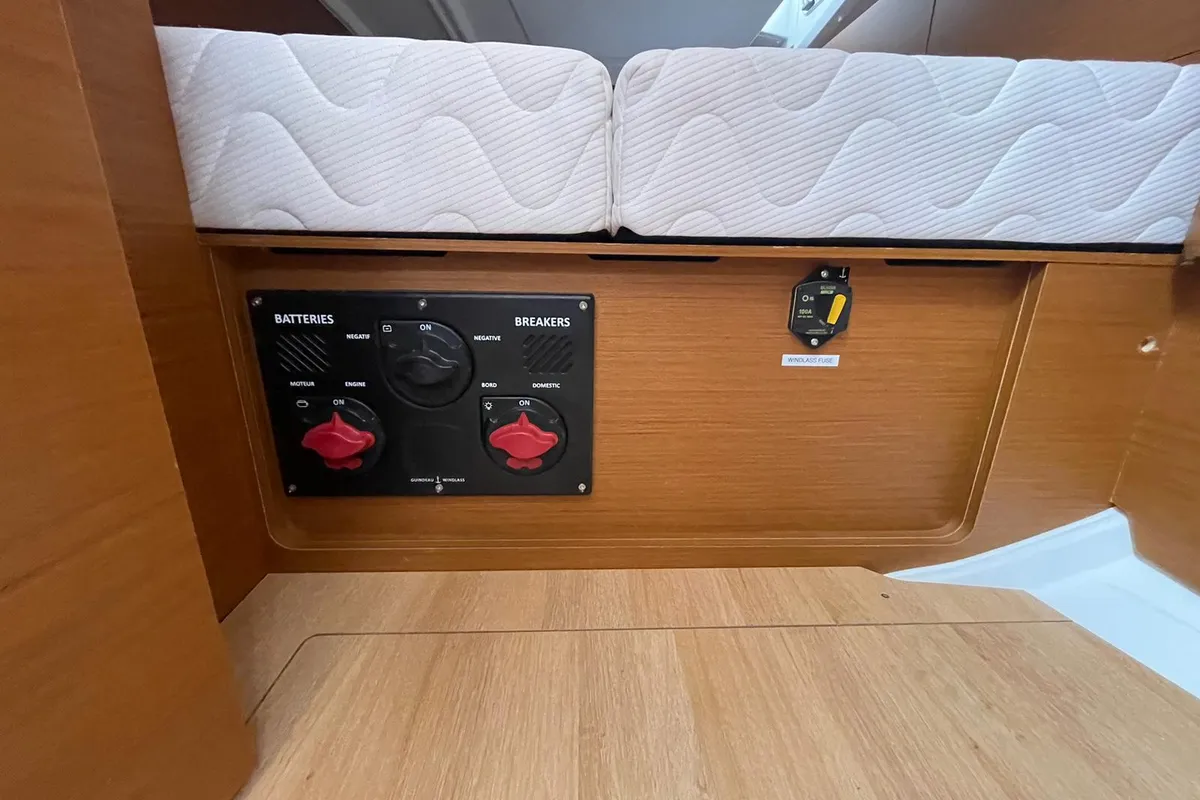 Alboran Amaretto, a Jeanneau Sun Odyssey 440 sailboat at es Jonquet, Spain