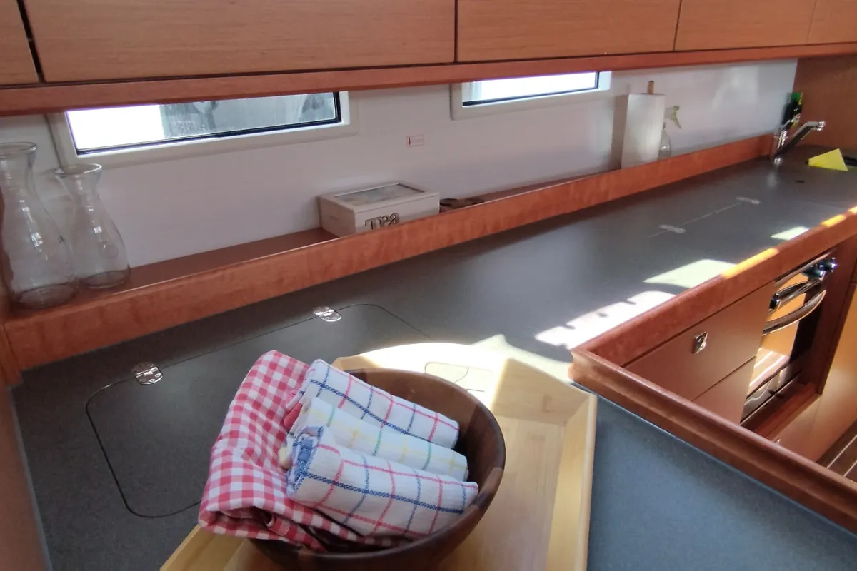 Galley of Slovenska 4, a Bavaria Cruiser 46 sailboat at Split, Croatia