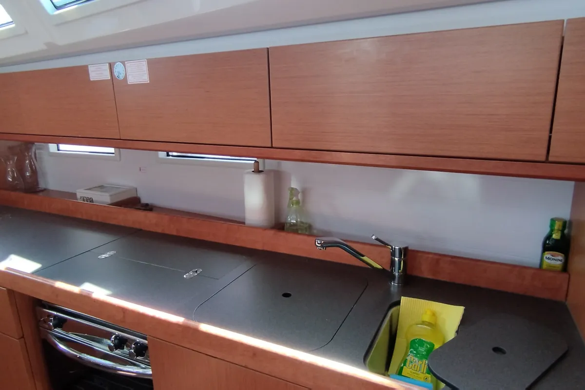 Galley of Slovenska 4, a Bavaria Cruiser 46 sailboat at Split, Croatia