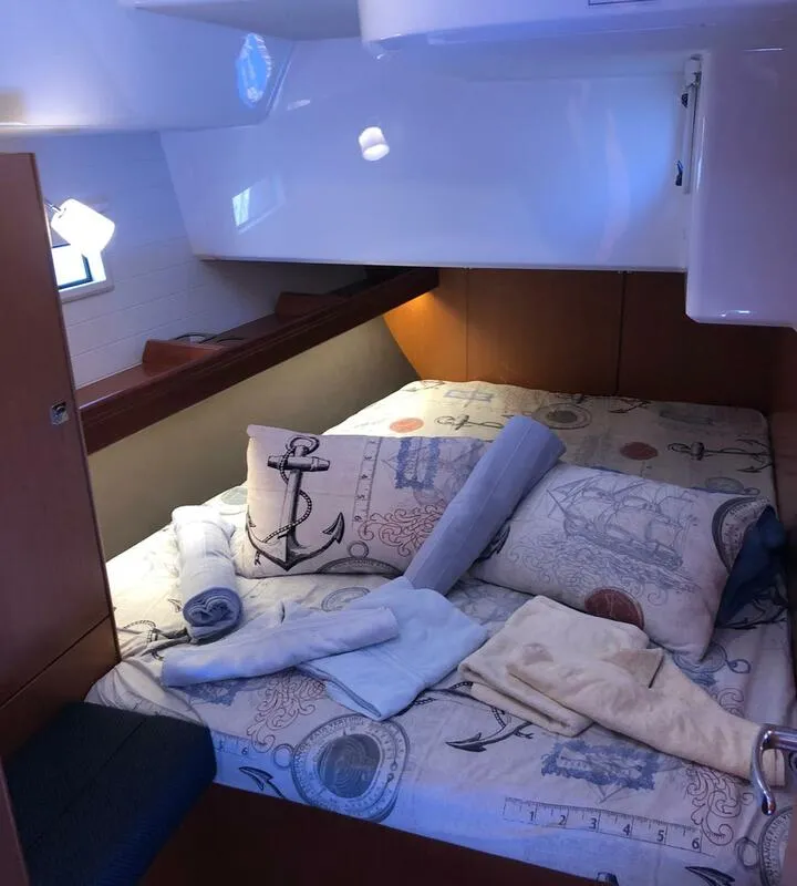 Cabin on Slovenska 4, a Bavaria Cruiser 46 sailboat at Split, Croatia