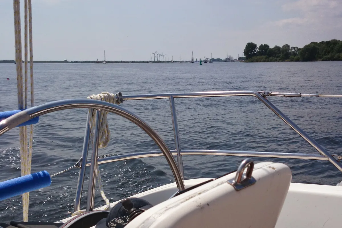 Cockpit of Theodor Storm, a Bavaria 32 sailboat at Kontokali, Greece