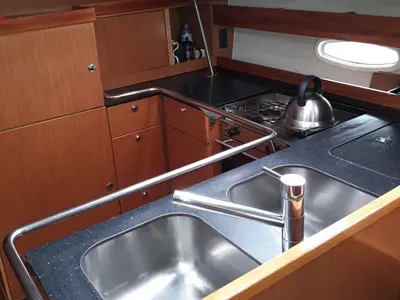 Galley of Sea You, a Bavaria 51 Cruiser sailboat at Kontokali, Greece