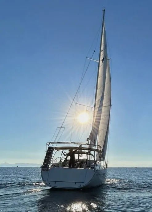 Exterior view of Veronica II, a Bavaria Cruiser 46 sailboat at Athens, Greece