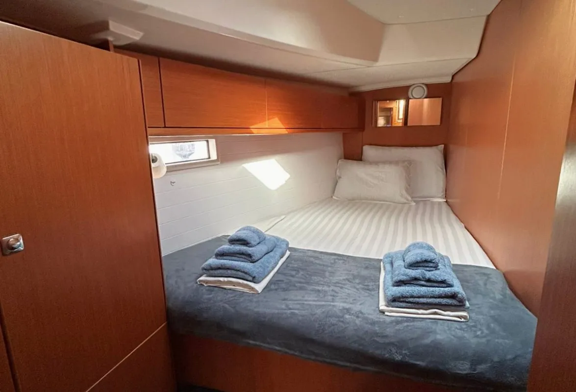 Cabin on Veronica II, a Bavaria Cruiser 46 sailboat at Athens, Greece