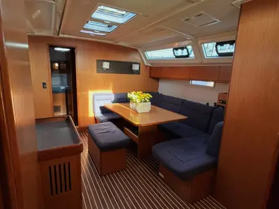 Salon of Veronica II, a Bavaria Cruiser 46 sailboat at Athens, Greece