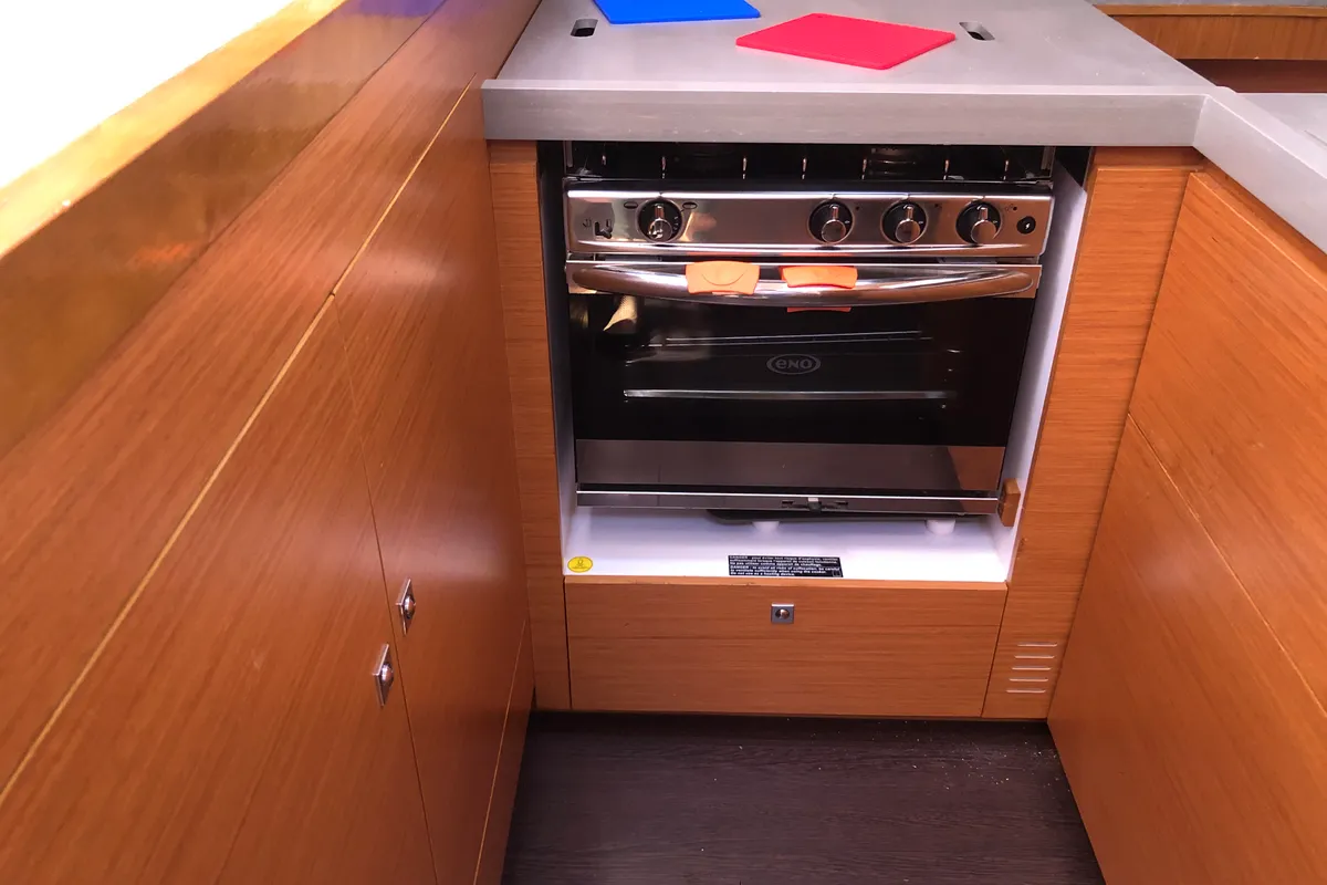Galley of Edvige, a Dufour 530 sailboat at Olbia, Italy