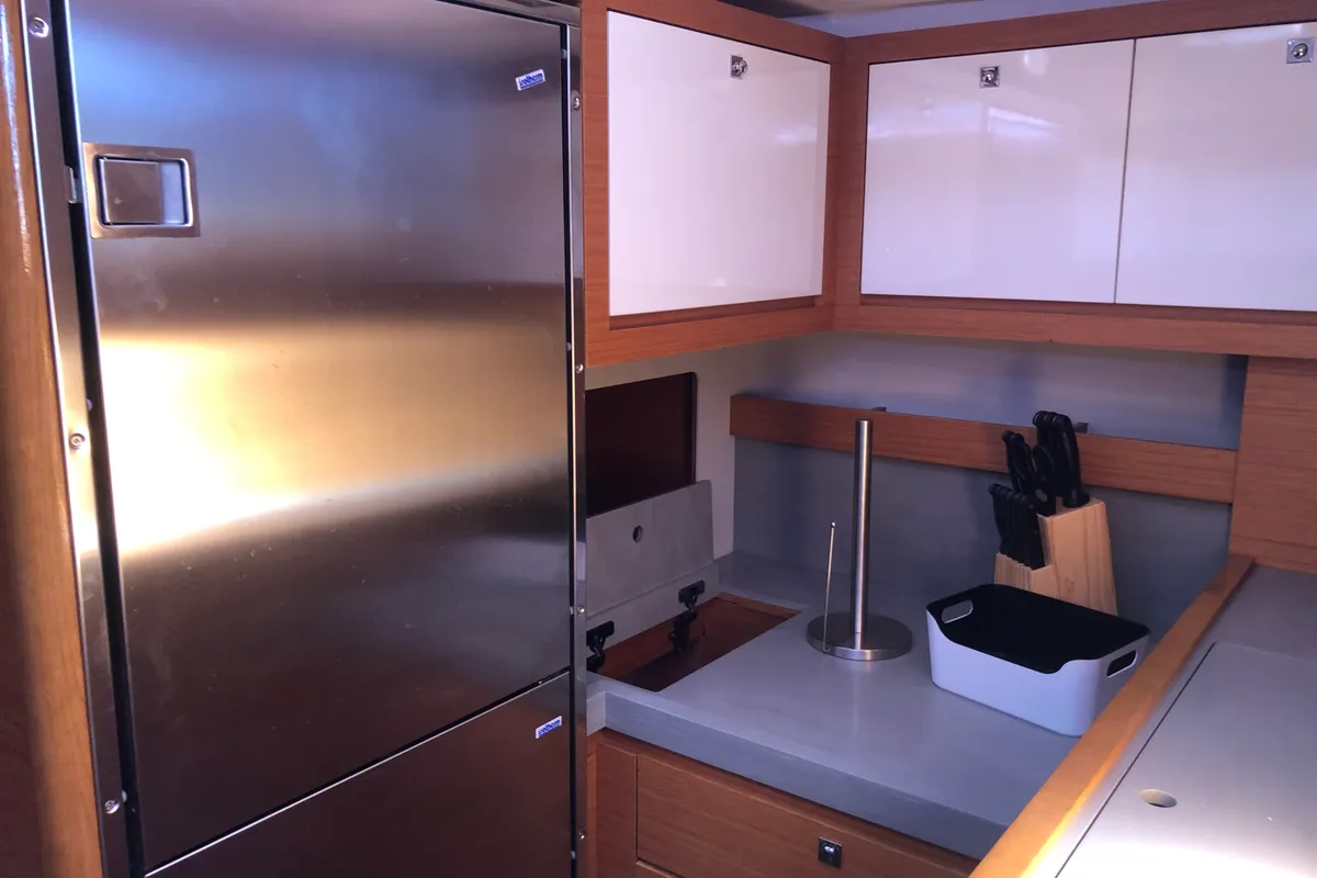 Galley of Edvige, a Dufour 530 sailboat at Olbia, Italy