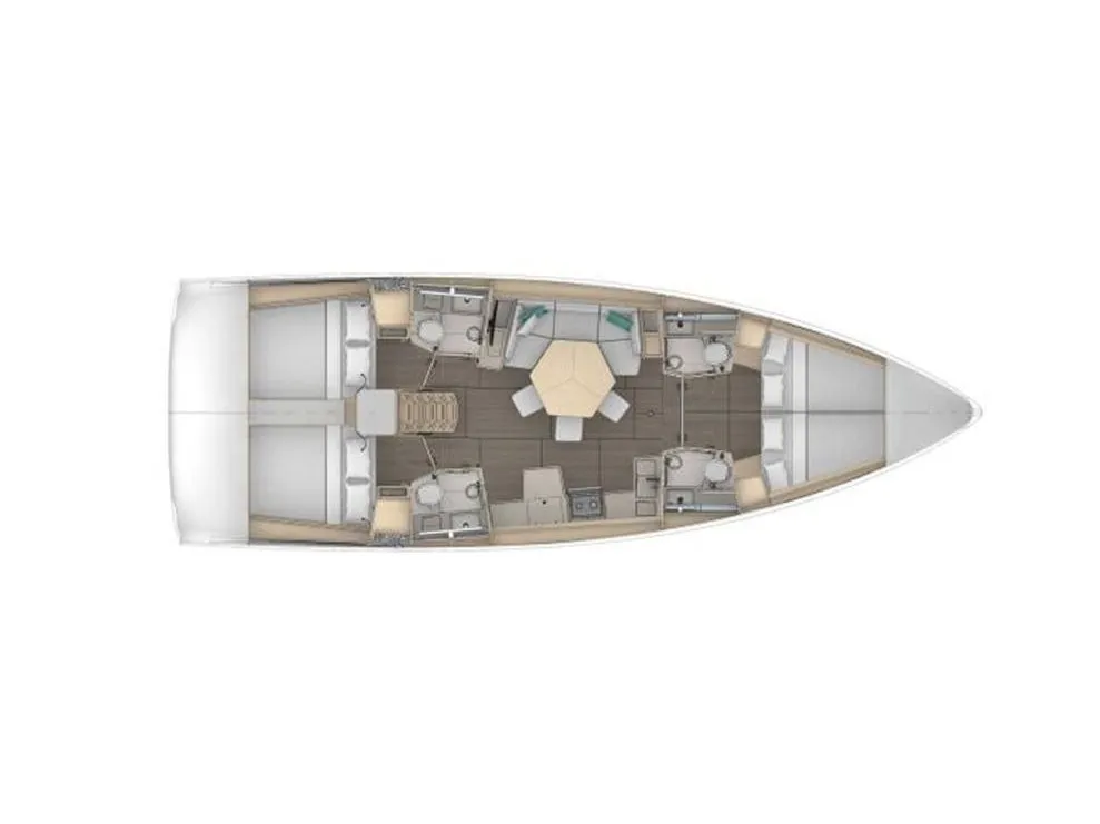 Floor plan of Faidra, a Dufour 44 sailboat at Lavreotiki, Greece