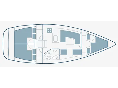 Floor plan of Naftaki, a Elan Impression 344 sailboat at Preveza, Greece