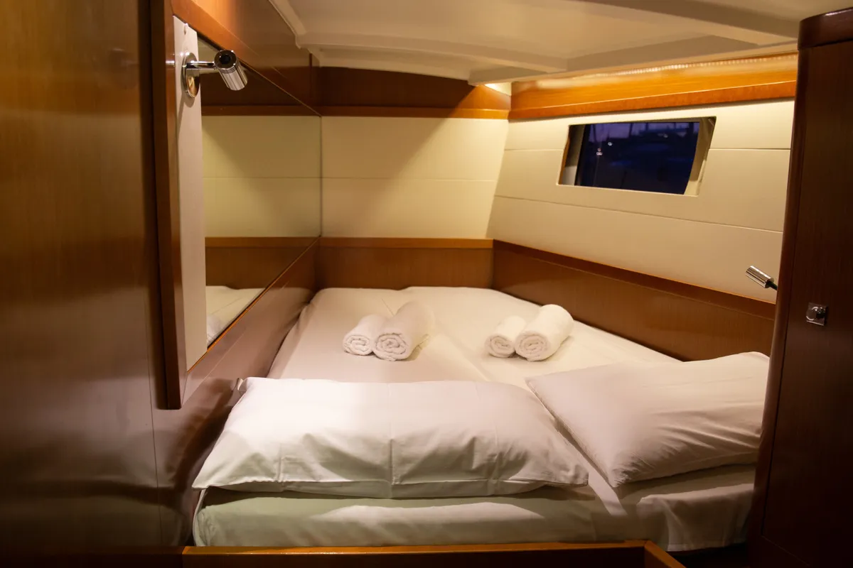 Cabin on Aeolis, a Beneteau Oceanis 48 sailboat at Kavala, Greece