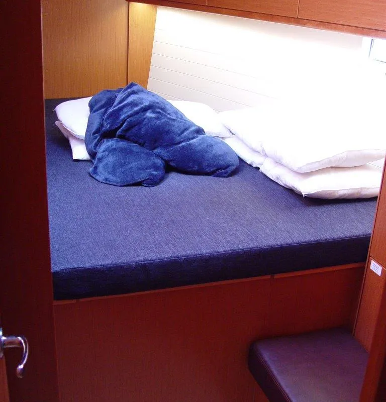 Cabin on Danai, a Bavaria Cruiser 46 sailboat at Olbia, Italy