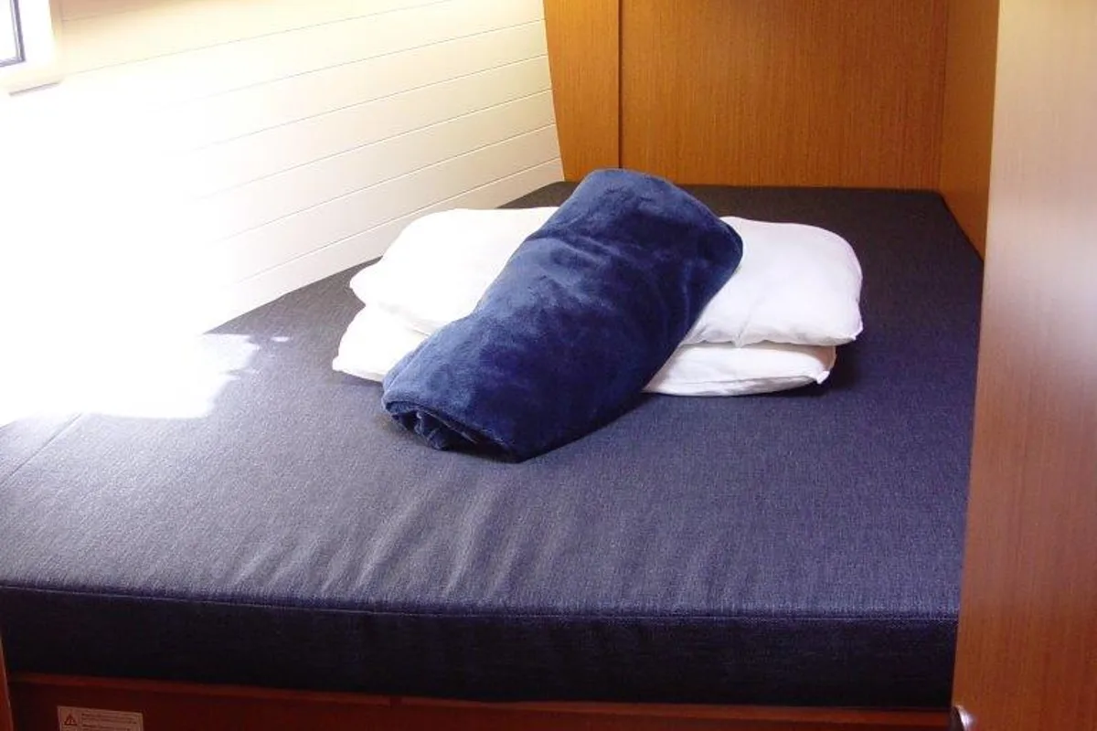 Cabin on Danai, a Bavaria Cruiser 46 sailboat at Olbia, Italy