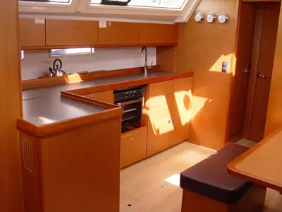 Galley of Danai, a Bavaria Cruiser 46 sailboat at Olbia, Italy