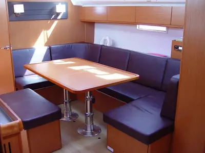 Salon of Danai, a Bavaria Cruiser 46 sailboat at Olbia, Italy