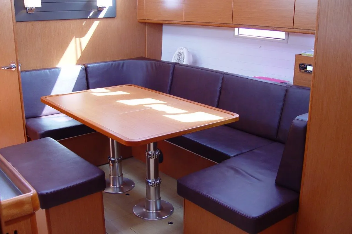 Salon of Danai, a Bavaria Cruiser 46 sailboat at Olbia, Italy