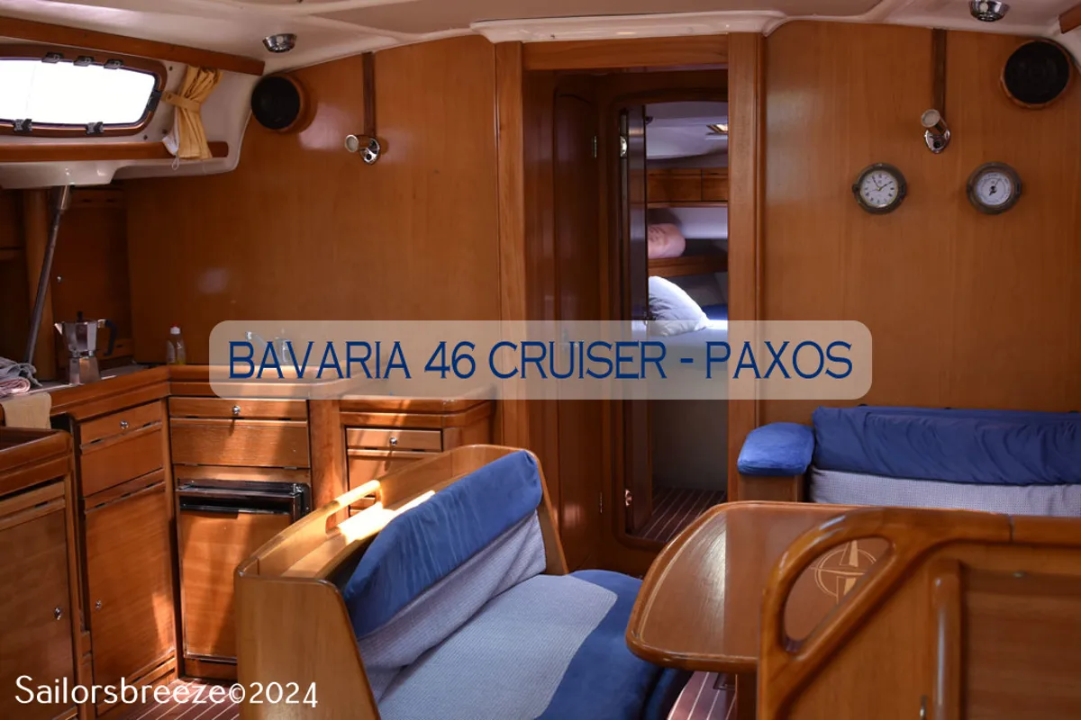 Paxos, a Bavaria 46 Cruiser sailboat at Kontokali, Greece
