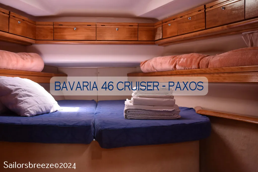 Paxos, a Bavaria 46 Cruiser sailboat at Kontokali, Greece