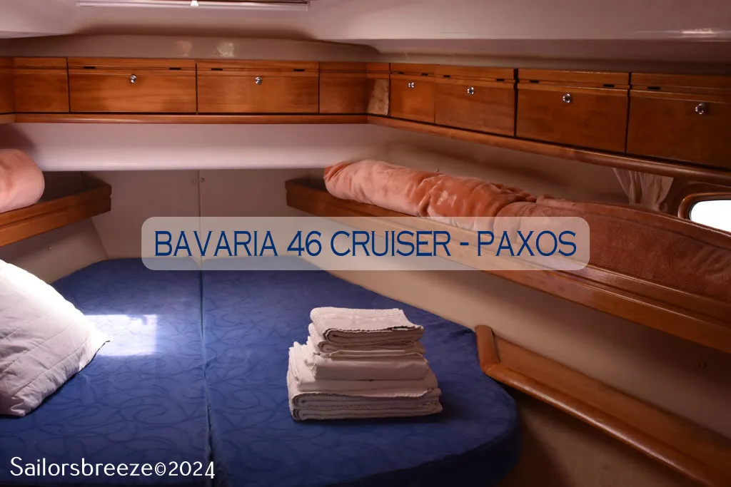 Paxos, a Bavaria 46 Cruiser sailboat at Kontokali, Greece
