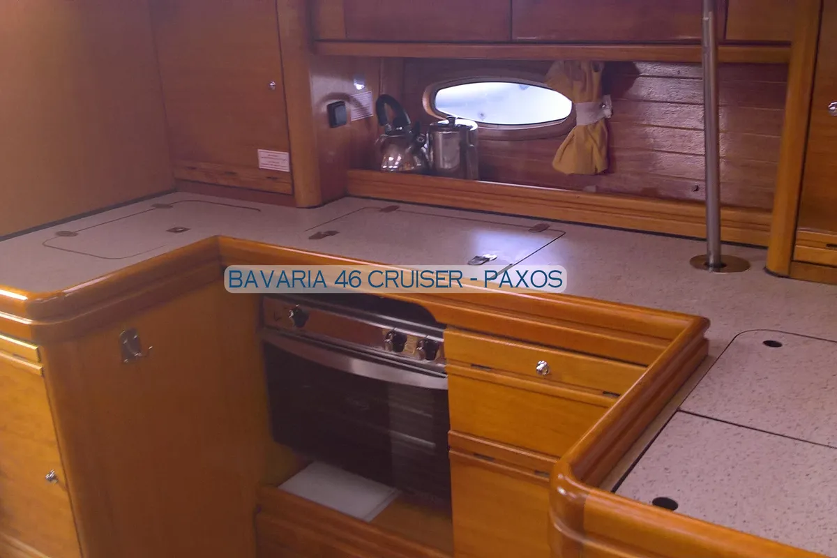 Paxos, a Bavaria 46 Cruiser sailboat at Kontokali, Greece