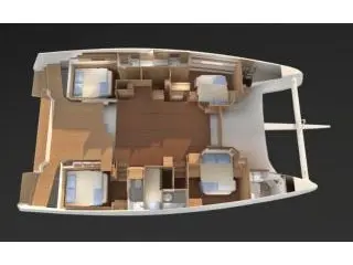 Floor plan of Duplo II, a Dufour Catamaran 48 catamaran at Agios Stefanos, Greece