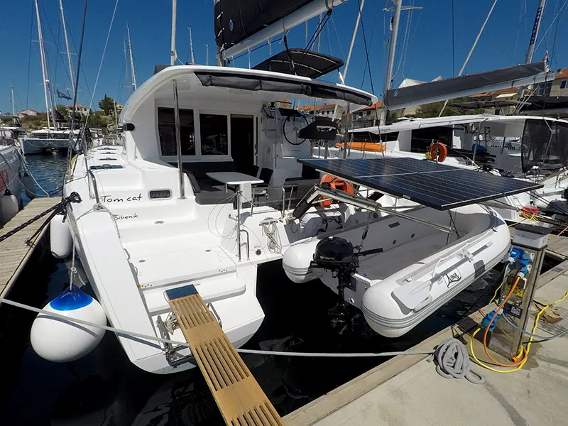 Exterior view of Duplo II, a Lagoon 40 catamaran at Grad Šibenik, Croatia
