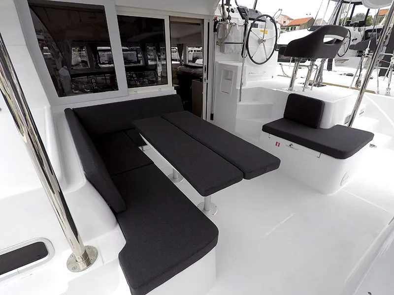 Deck of Duplo II, a Lagoon 40 catamaran at Grad Šibenik, Croatia