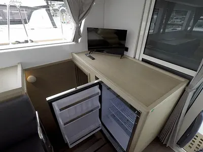 Salon of Duplo II, a Lagoon 40 catamaran at Grad Šibenik, Croatia