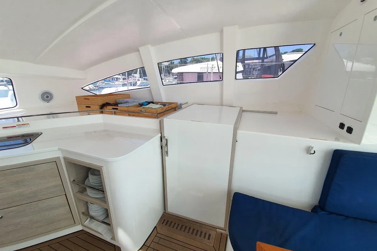 Galley of Fortunate Sun, a Island Spirit 410 catamaran at Mai Khao, Thailand