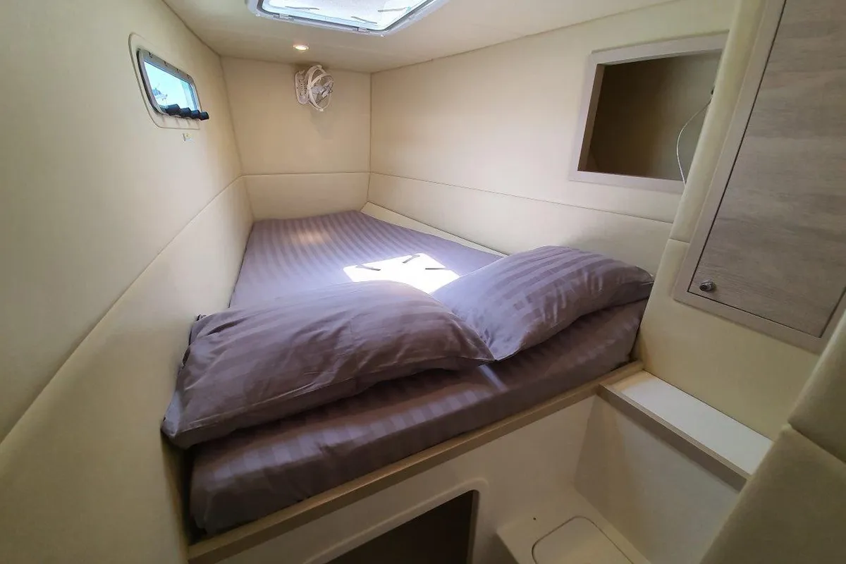 Cabin on Fortunate Sun, a Island Spirit 410 catamaran at Mai Khao, Thailand