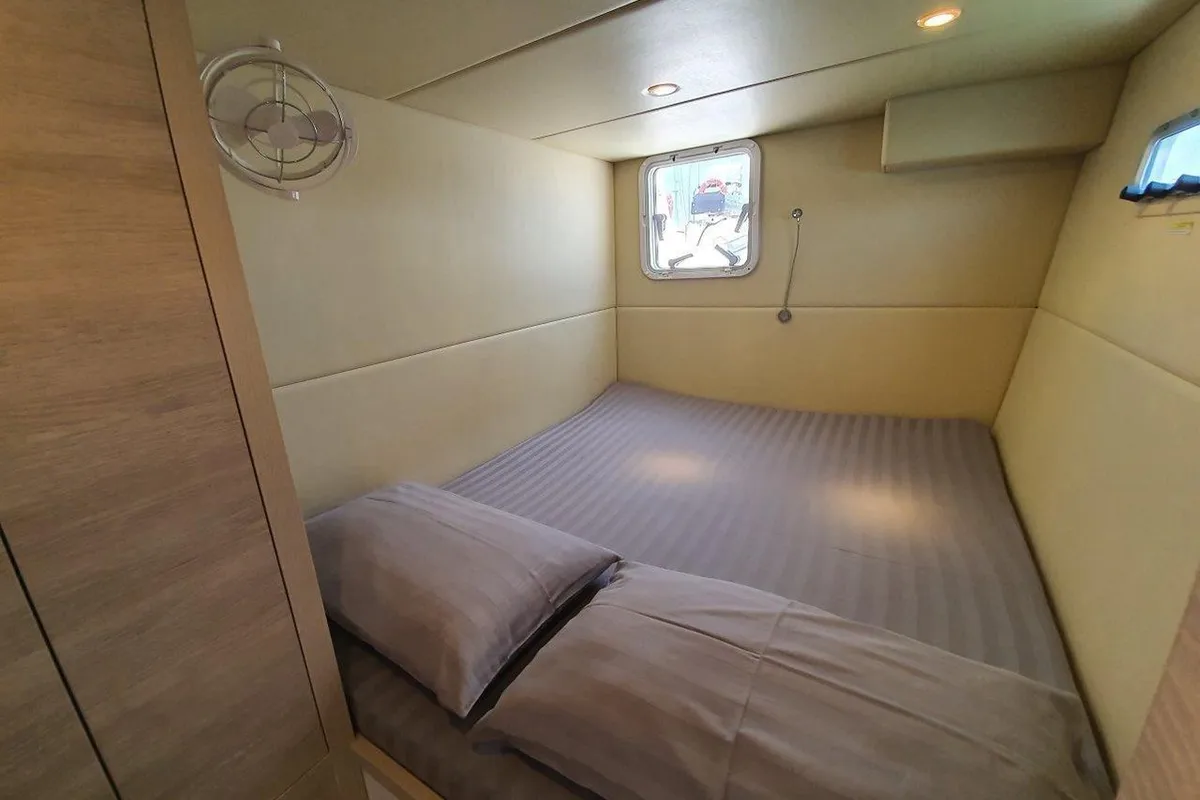 Cabin on Fortunate Sun, a Island Spirit 410 catamaran at Mai Khao, Thailand