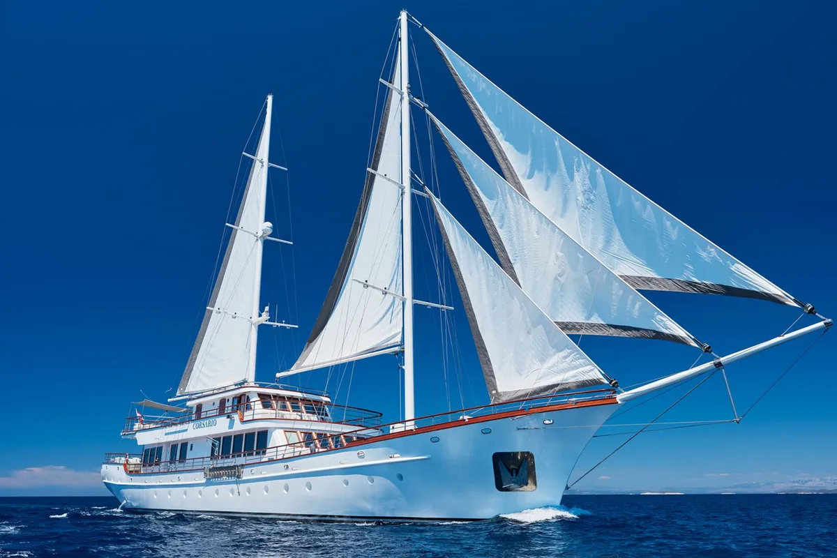 Exterior view of Corsario, a Custom Made Corsario sailboat at Split, Croatia