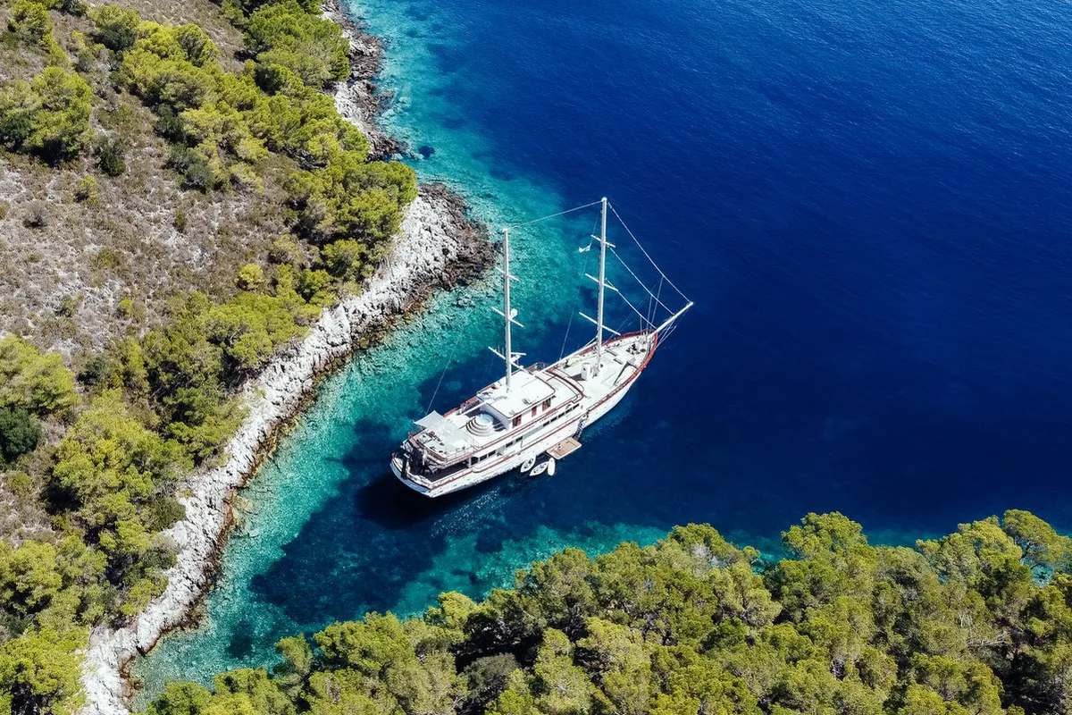 Exterior view of Corsario, a Custom Made Corsario sailboat at Split, Croatia