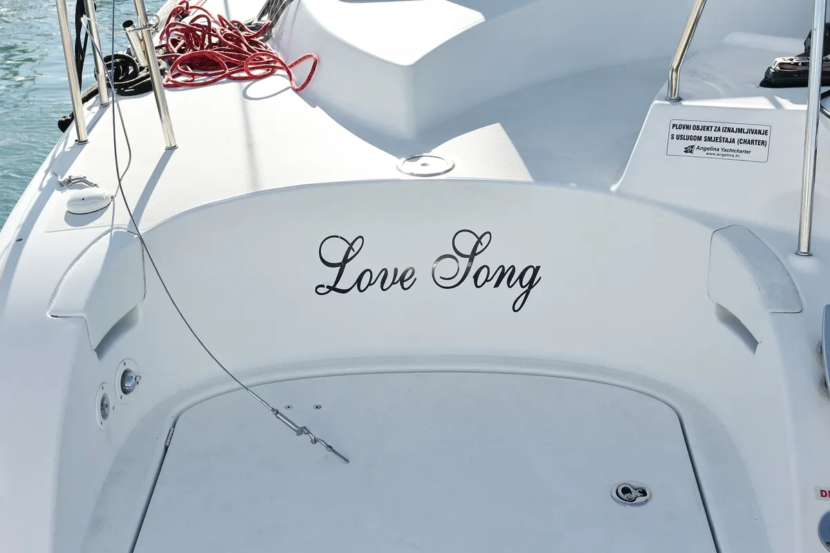Deck of Love Song, a Lagoon 380 S2 catamaran at Grad Biograd na Moru, Croatia