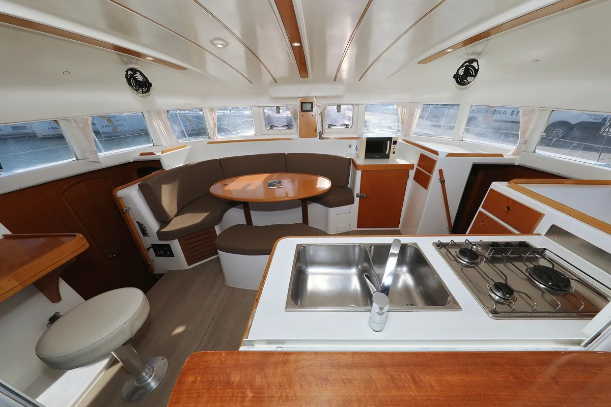 Salon of Love Song, a Lagoon 380 S2 catamaran at Grad Biograd na Moru, Croatia