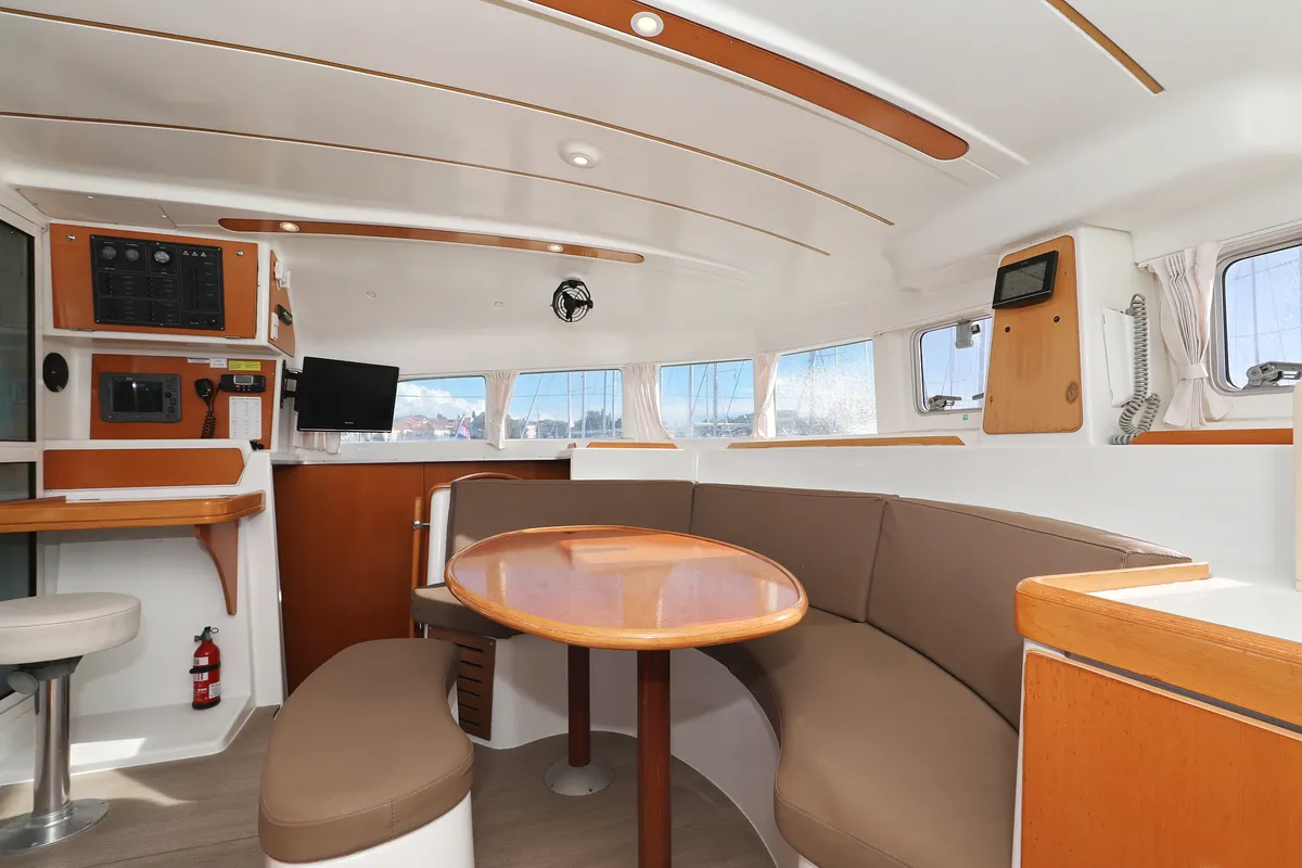 Salon of Love Song, a Lagoon 380 S2 catamaran at Grad Biograd na Moru, Croatia