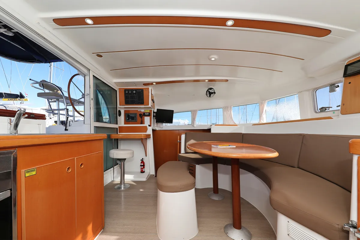 Salon of Love Song, a Lagoon 380 S2 catamaran at Grad Biograd na Moru, Croatia