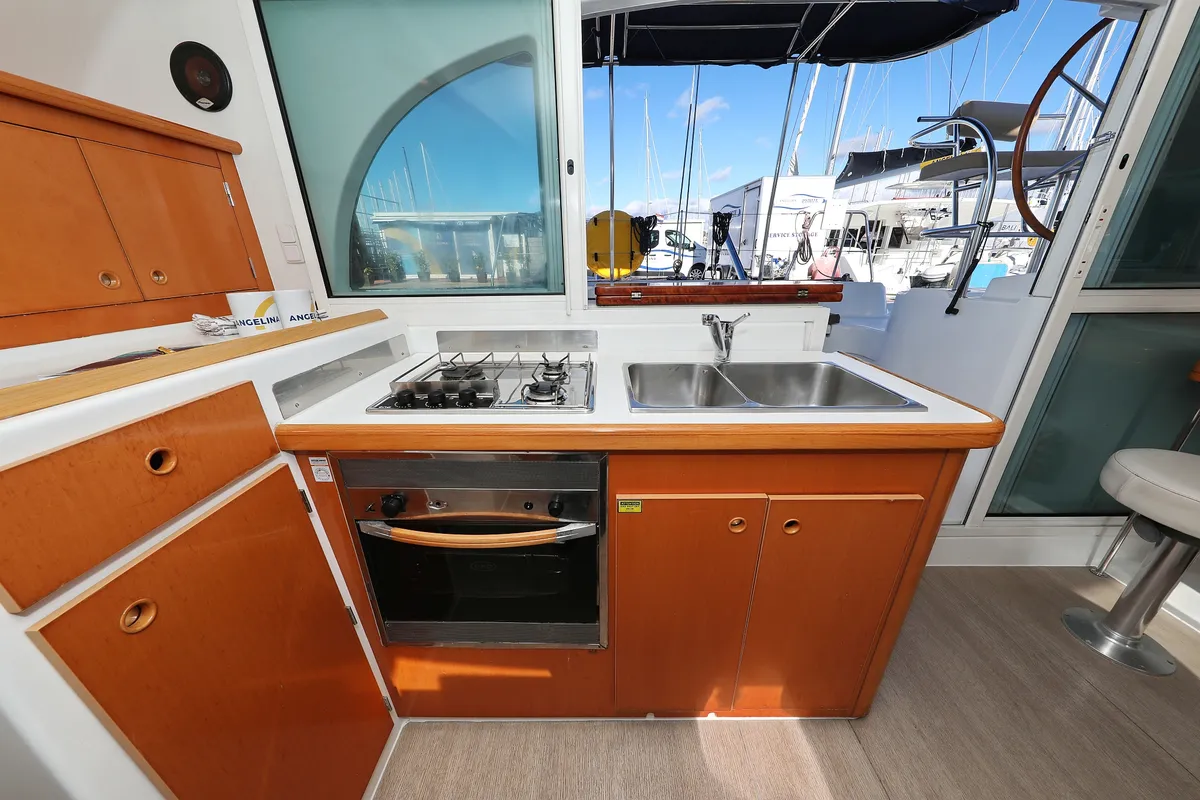Salon of Love Song, a Lagoon 380 S2 catamaran at Grad Biograd na Moru, Croatia