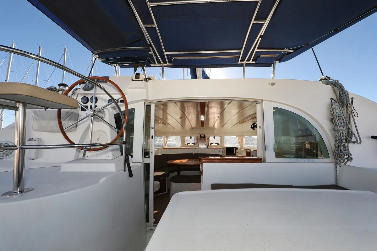 Deck of Love Song, a Lagoon 380 S2 catamaran at Grad Biograd na Moru, Croatia