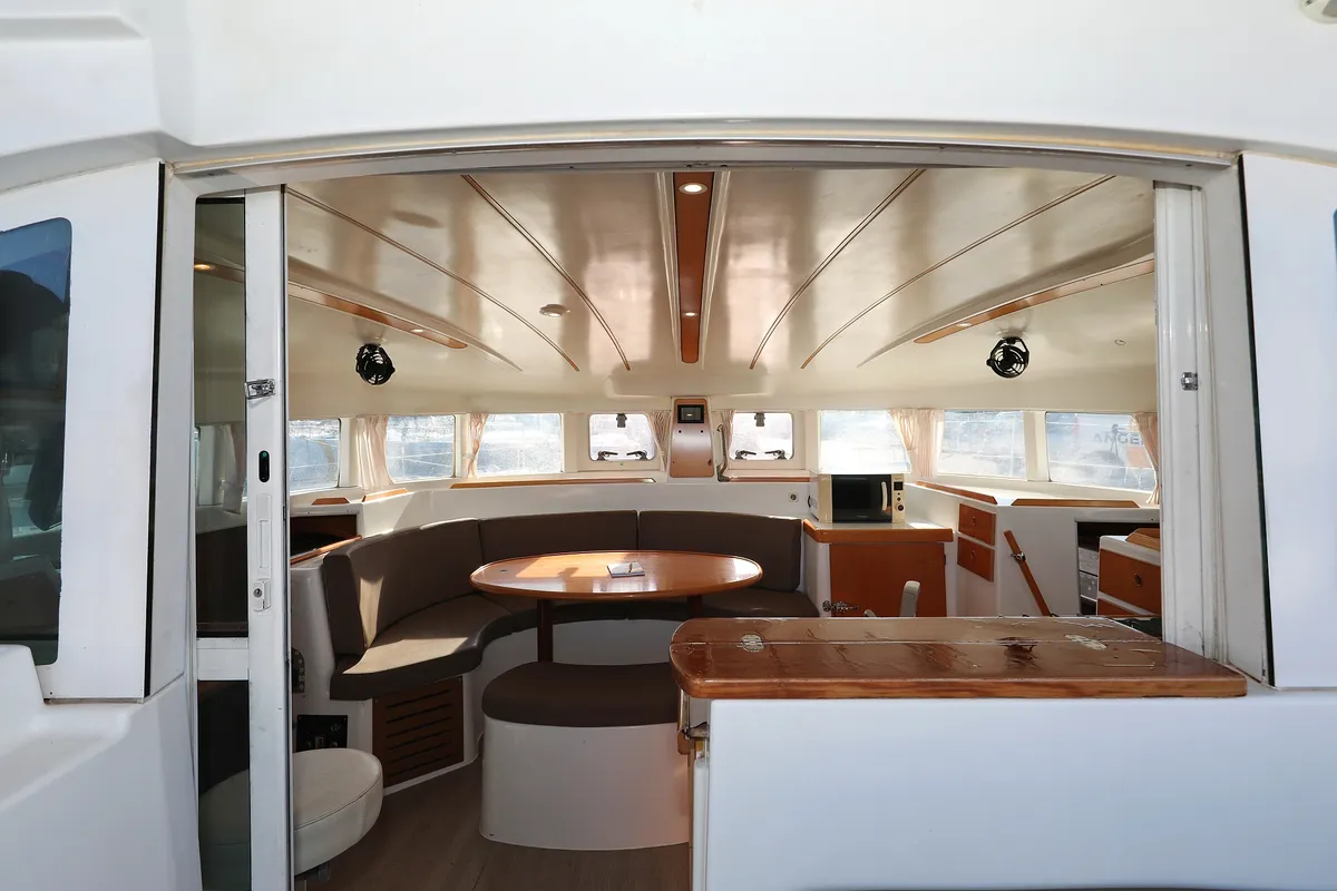 Salon of Love Song, a Lagoon 380 S2 catamaran at Grad Biograd na Moru, Croatia